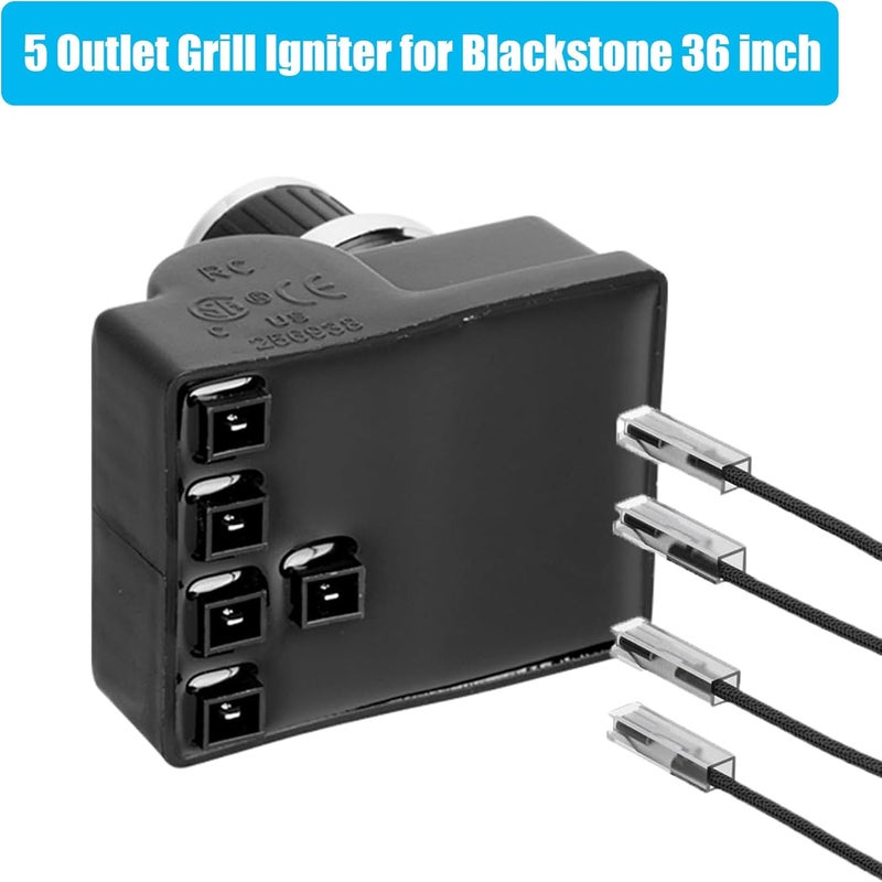 Outspark 5 Outlet Electronic Grill Igniter for Blackstone 1923 1868 Air Fryer Combo & Four Burners Button Electronic Battery knob Kit Replacement for Blackstone 36 Inches Griddle - Image 2